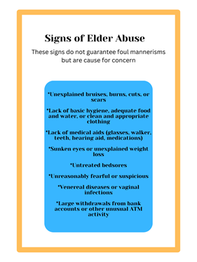 Infographic on the signs of elder abuse in 2024.